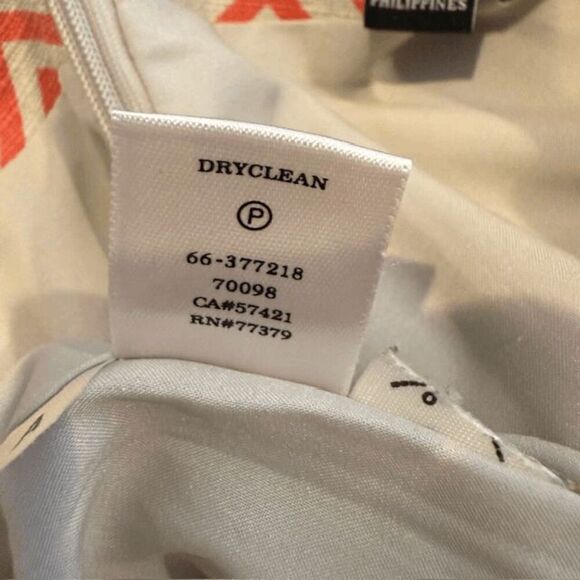 Ann Taylor Petite Pencil Skirt Stretch Back Zipper Geometric Cream Coral Size 00 - Picture 6 of 10